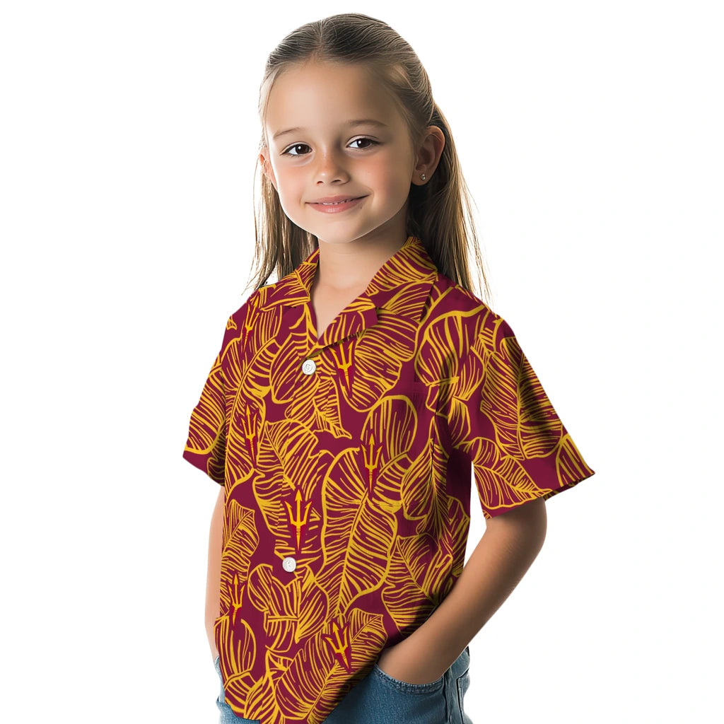 Arizona State Sun Devils Hawaiian Shirt - Leaf Outline | Moonbestprint