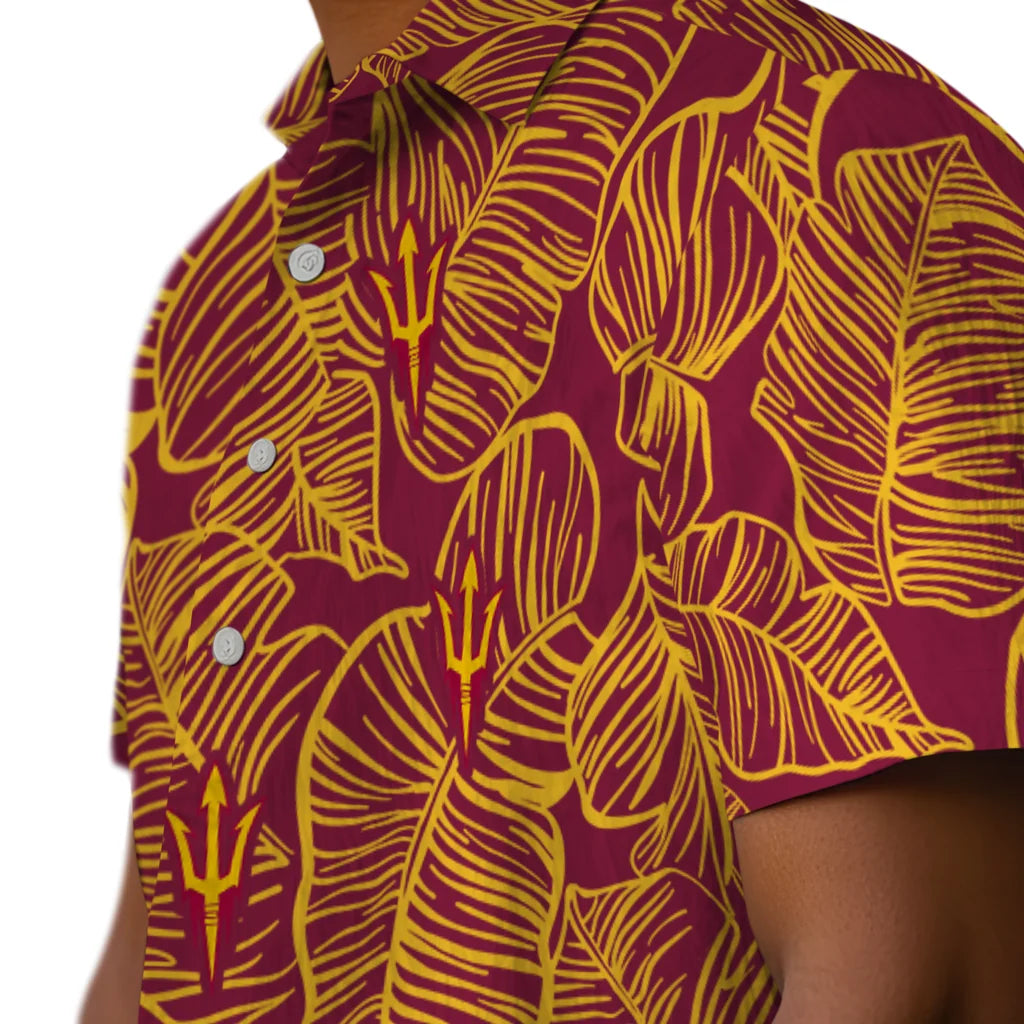 Arizona State Sun Devils Hawaiian Shirt - Leaf Outline | Moonbestprint