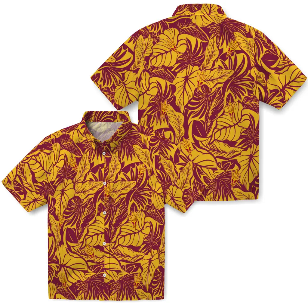 Arizona State Sun Devils Hawaiian Shirt - Monstera Layer | Moonbestprint