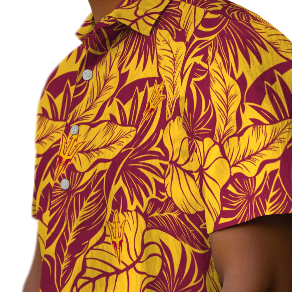 Arizona State Sun Devils Hawaiian Shirt - Monstera Layer | Moonbestprint