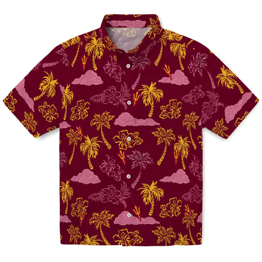 Arizona State Sun Devils Hawaiian Shirt - Palm And Clouds | Moonbestprint