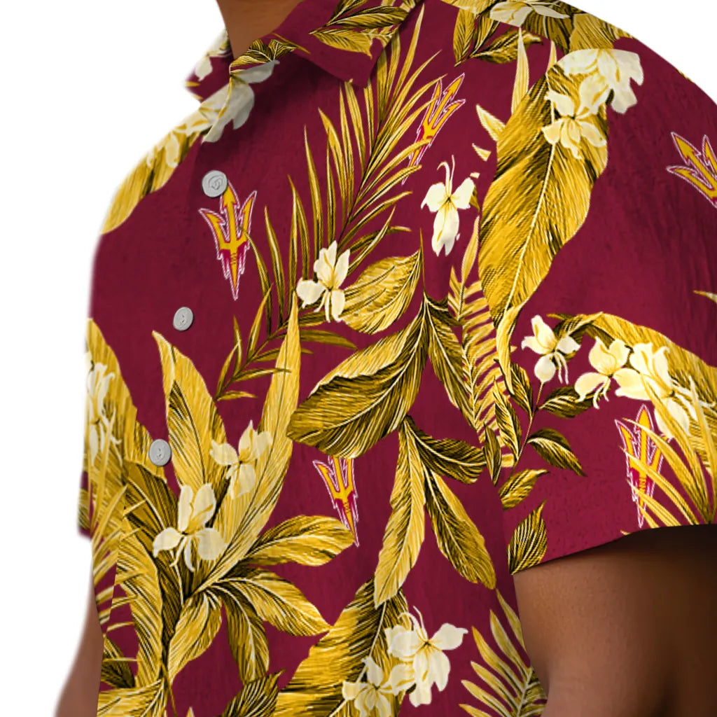 Arizona State Sun Devils Hawaiian Shirt - Palm Leaves | Moonbestprint