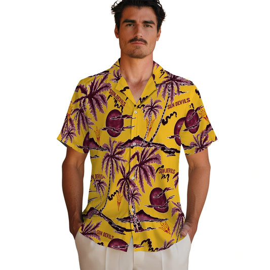 Arizona State Sun Devils Hawaiian Shirt - Palm Sunset | Moonbestprint