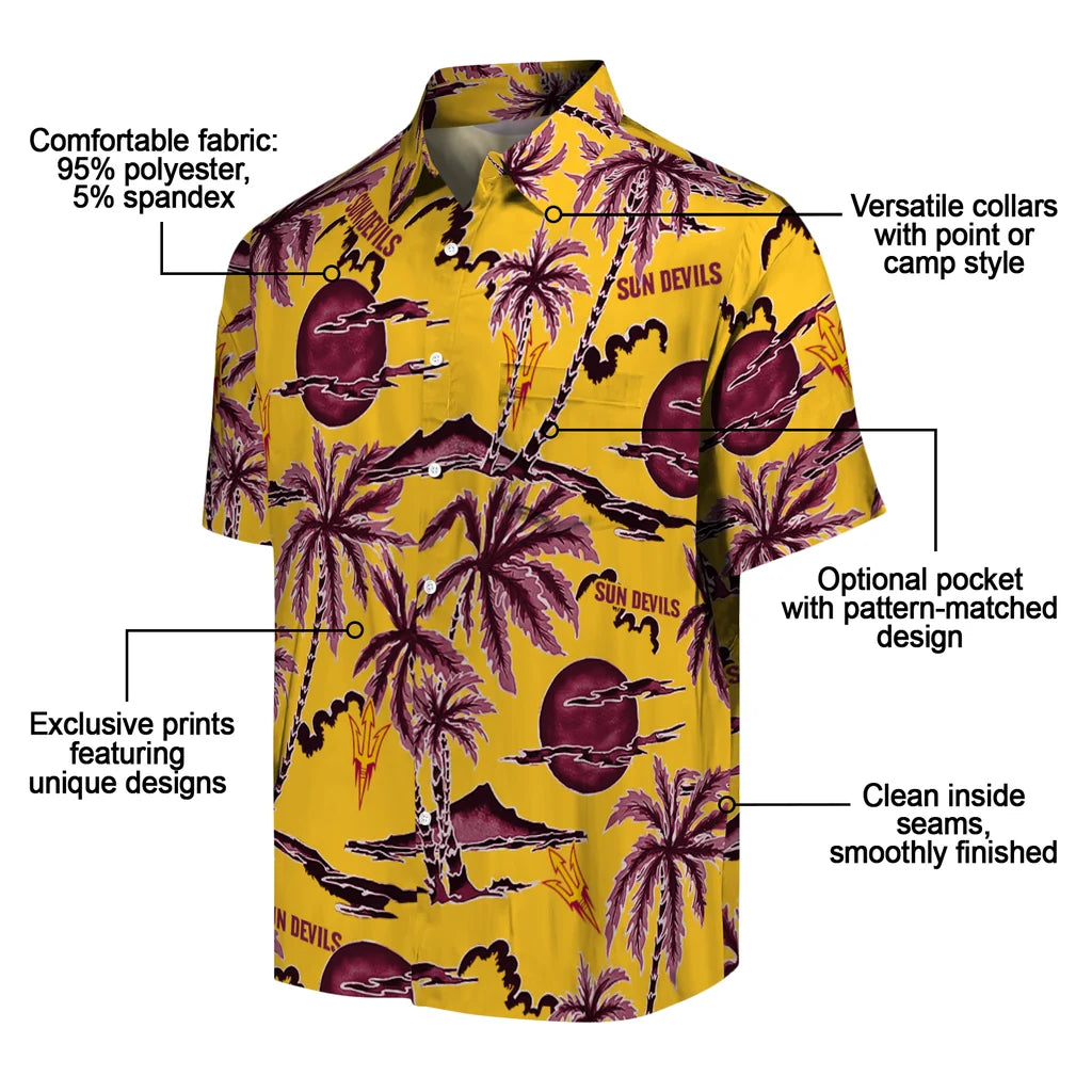 Arizona State Sun Devils Hawaiian Shirt - Palm Sunset | Moonbestprint