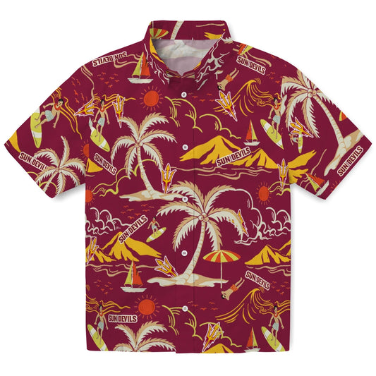 Arizona State Sun Devils Hawaiian Shirt - Palm Tree Island | Moonbestprint