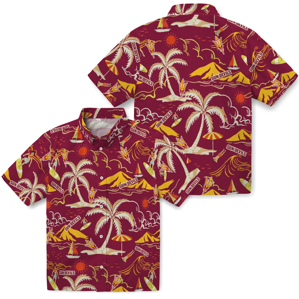Arizona State Sun Devils Hawaiian Shirt - Palm Tree Island | Moonbestprint