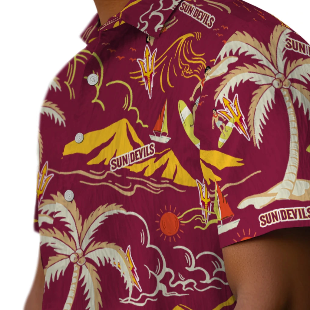 Arizona State Sun Devils Hawaiian Shirt - Palm Tree Island | Moonbestprint
