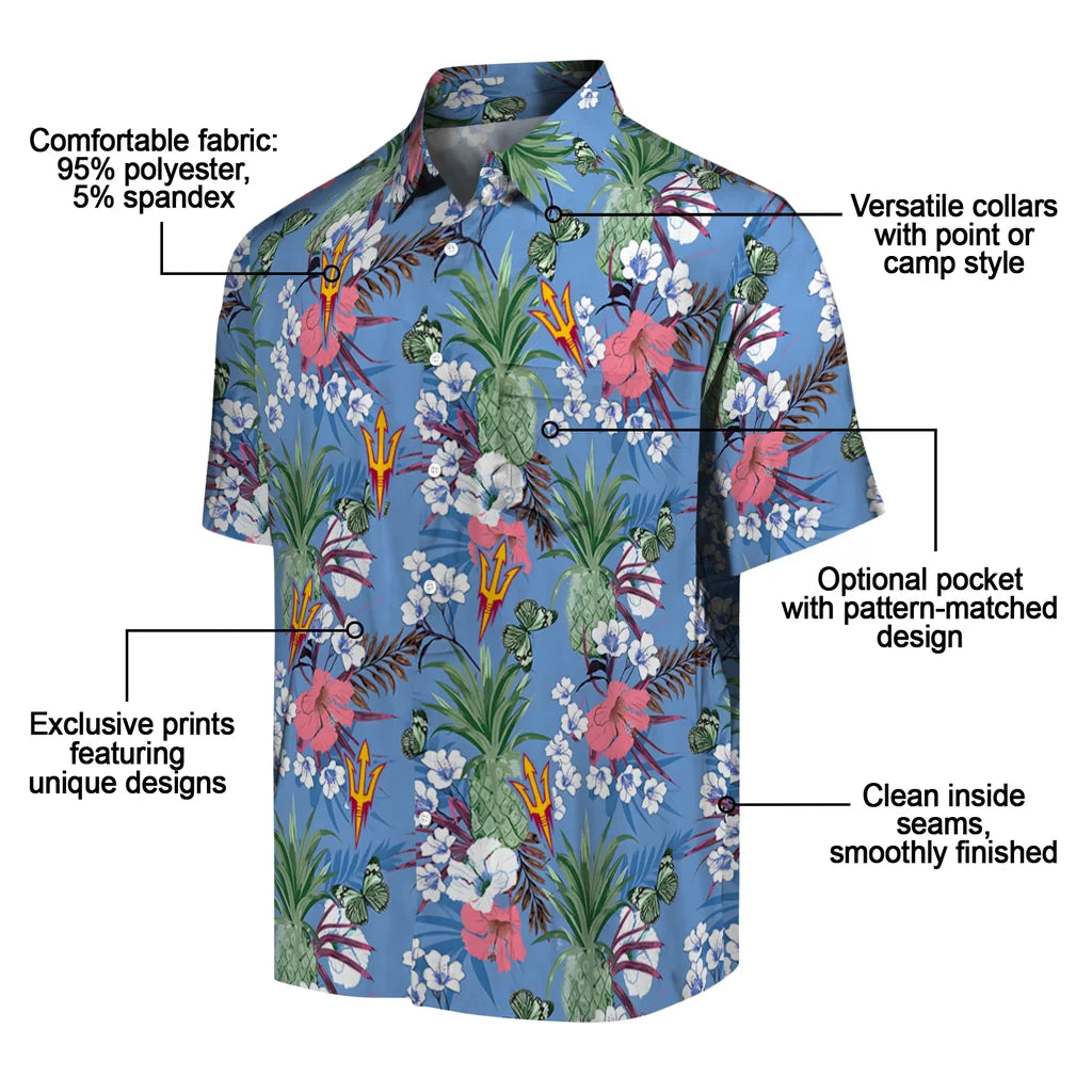 Arizona State Sun Devils Hawaiian Shirt - Pineapple Bouquet | Moonbestprint