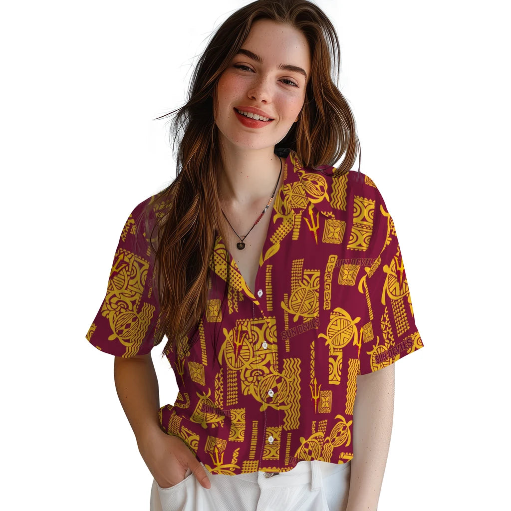 Arizona State Sun Devils Hawaiian Shirt - Turtle Lines | Moonbestprint
