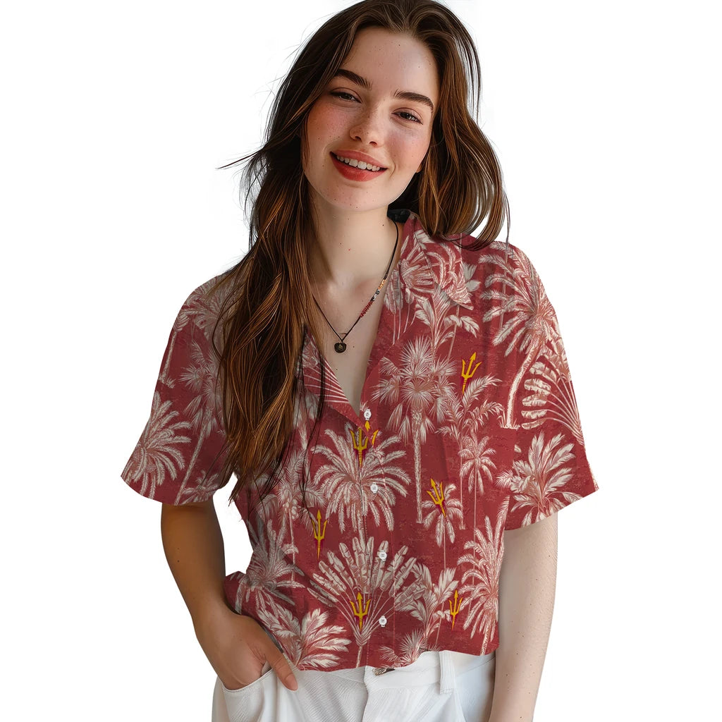 Arizona State Sun Devils Hawaiian Shirt - Vintage Palm Tree | Moonbestprint