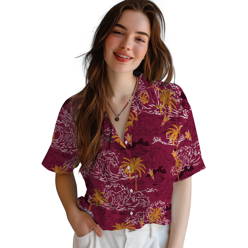 Arizona State Sun Devils Hawaiian Shirt - Wave Palm | Moonbestprint
