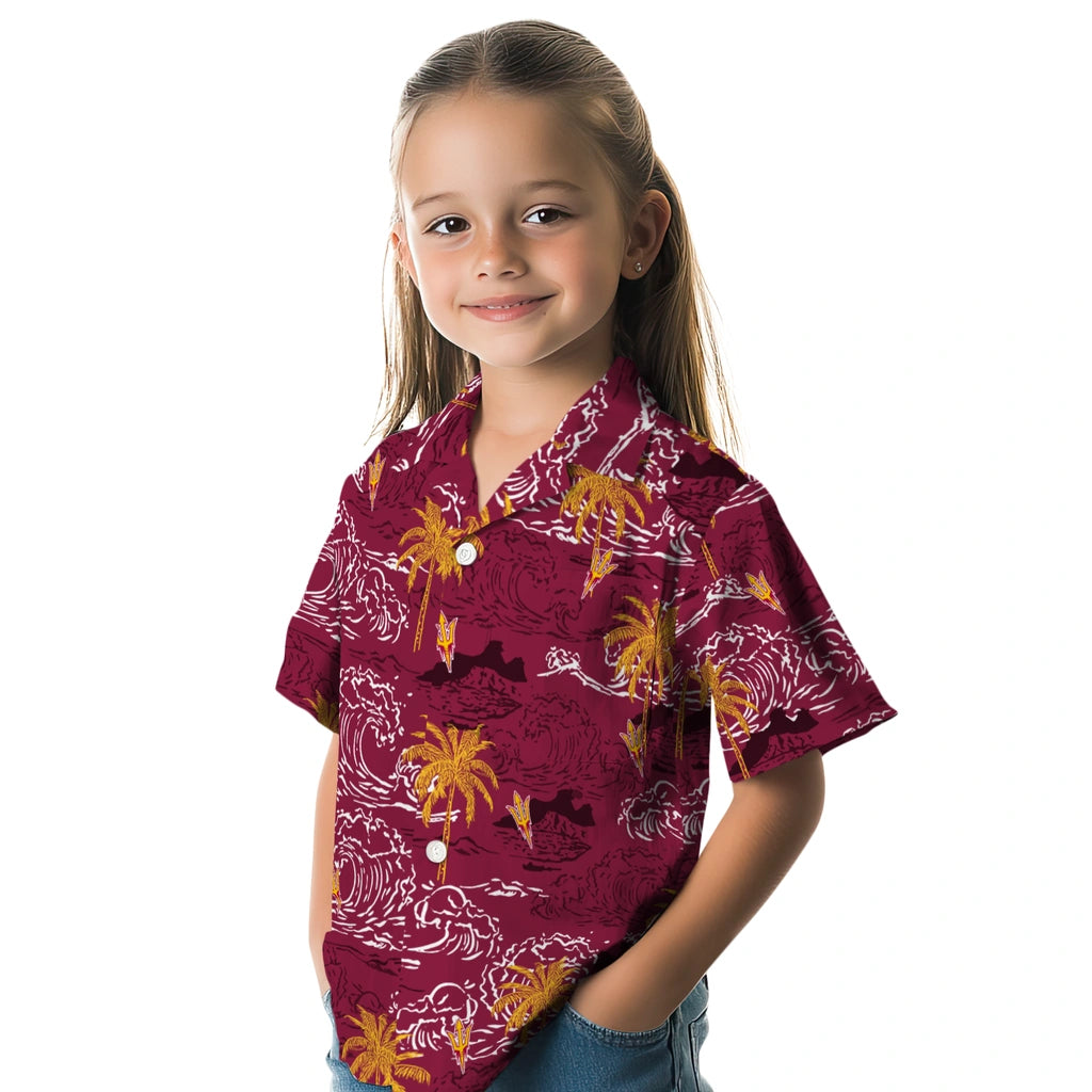 Arizona State Sun Devils Hawaiian Shirt - Wave Palm | Moonbestprint
