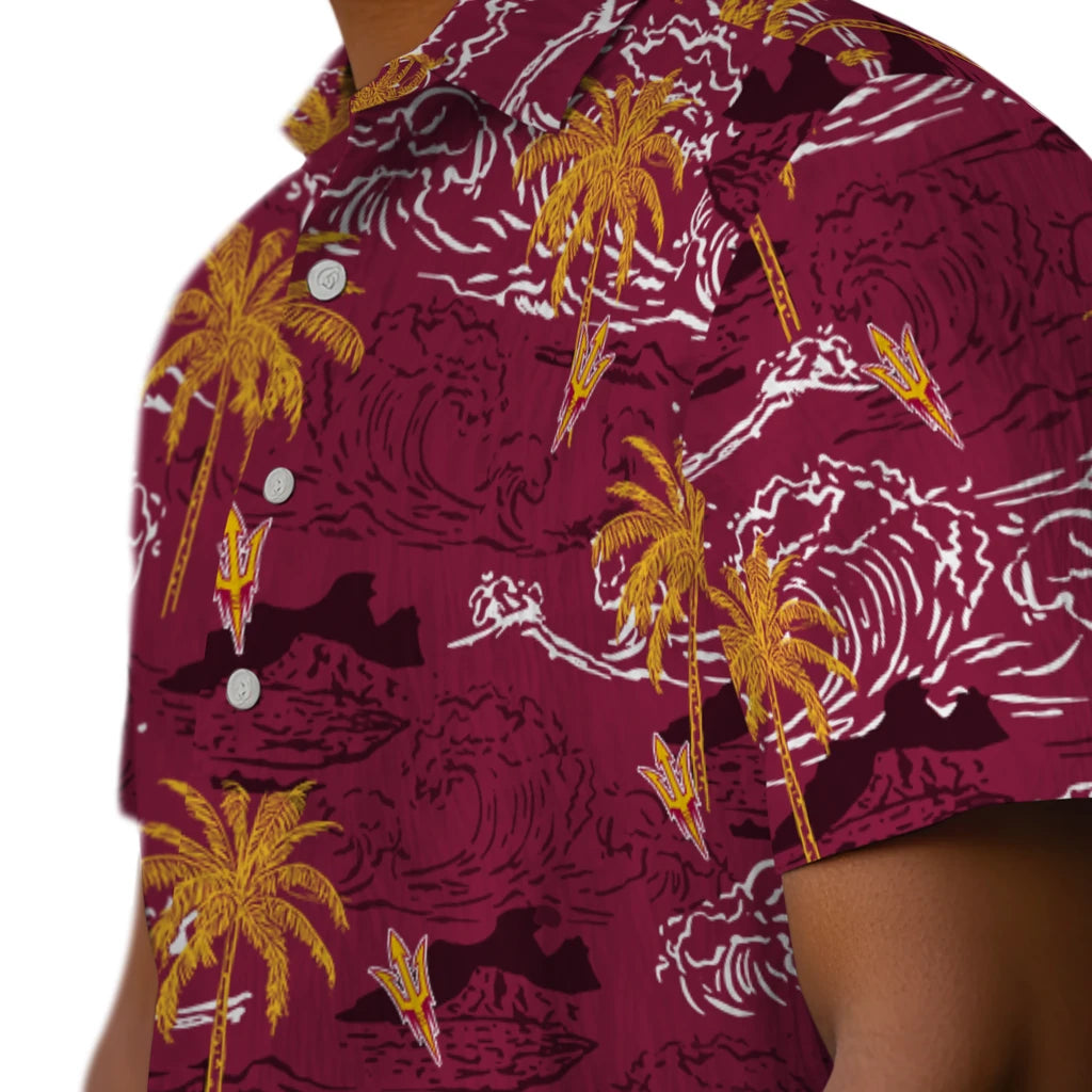 Arizona State Sun Devils Hawaiian Shirt - Wave Palm | Moonbestprint