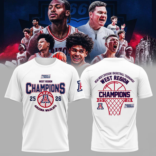 Arizona Wildcats West Region Champions 2026 T-Shirt - NCAA March Madness Basketball Tee | XP46 Moonbestprint