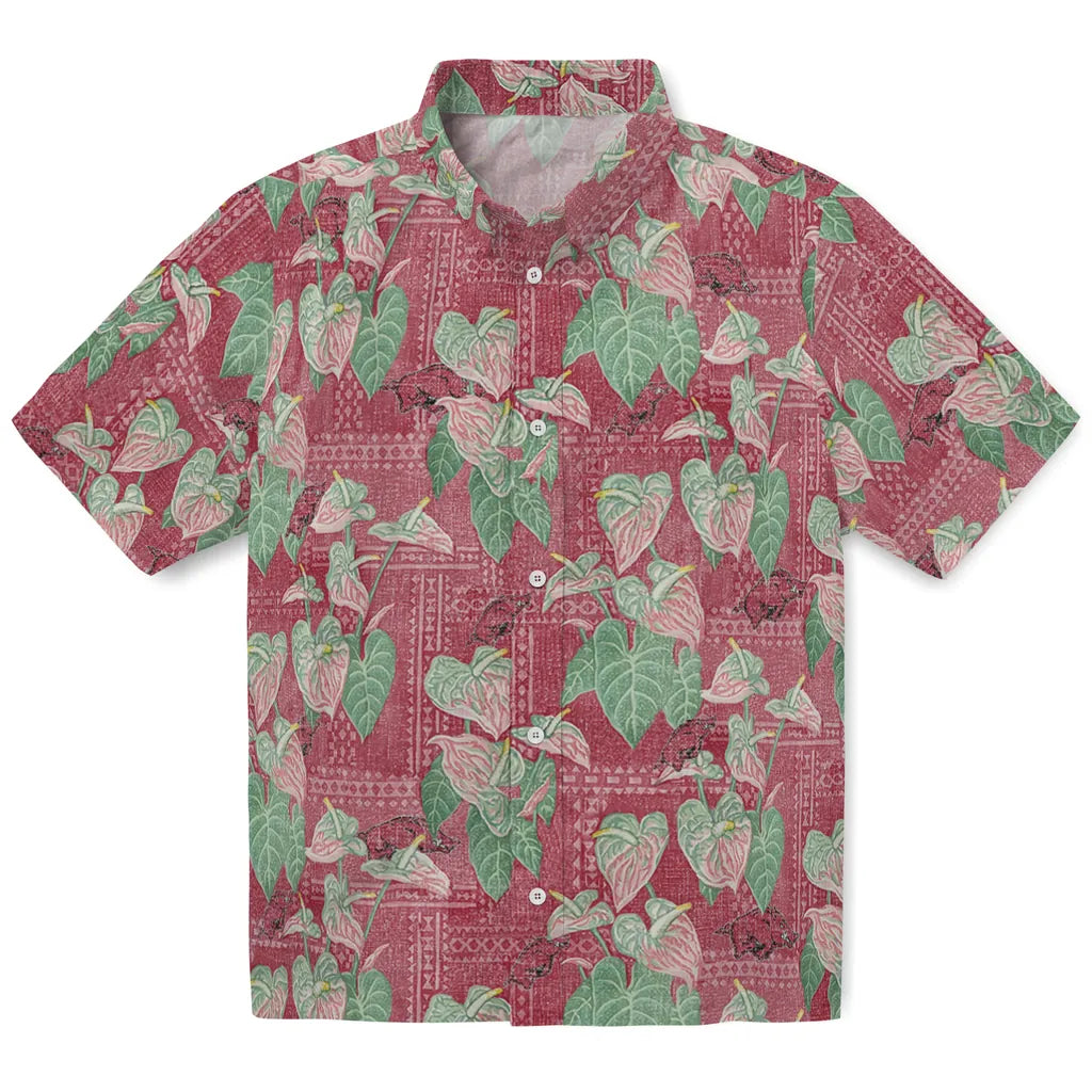 Arkansas Razorbacks Hawaiian Shirt - Anthurium Overlay | Moonbestprint