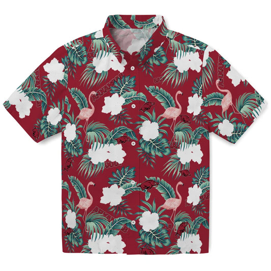 Arkansas Razorbacks Hawaiian Shirt - Flamingo and Hibiscus | Moonbestprint