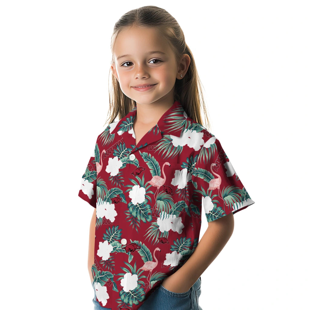 Arkansas Razorbacks Hawaiian Shirt - Flamingo and Hibiscus | Moonbestprint