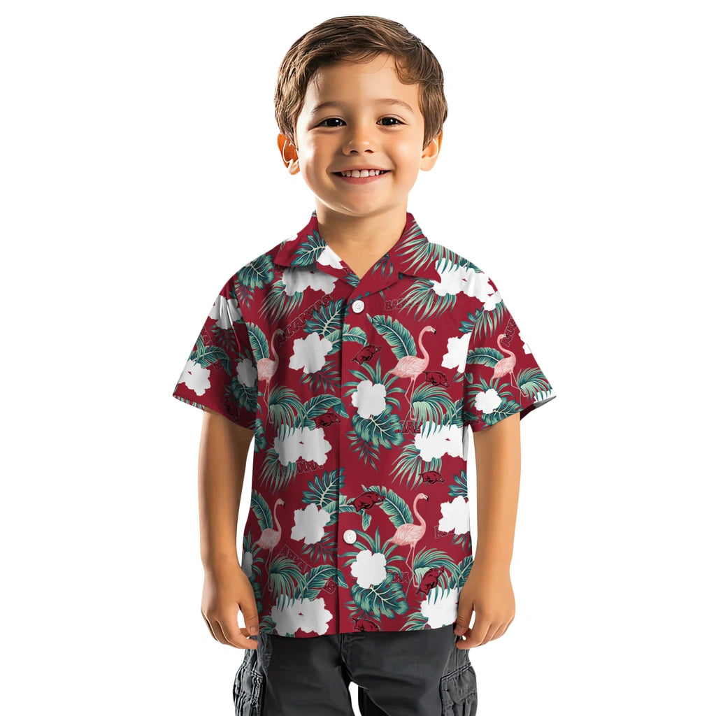 Arkansas Razorbacks Hawaiian Shirt - Flamingo and Hibiscus | Moonbestprint