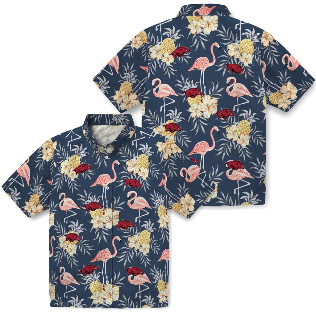Arkansas Razorbacks Hawaiian Shirt - Flamingo Hibiscus | Moonbestprint