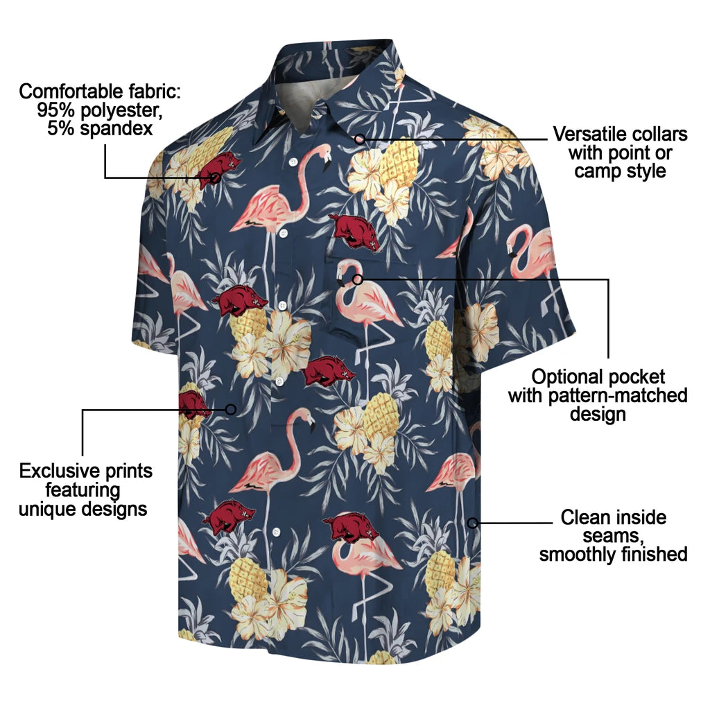 Arkansas Razorbacks Hawaiian Shirt - Flamingo Hibiscus | Moonbestprint