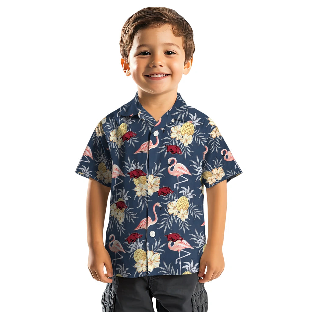 Arkansas Razorbacks Hawaiian Shirt - Flamingo Hibiscus | Moonbestprint