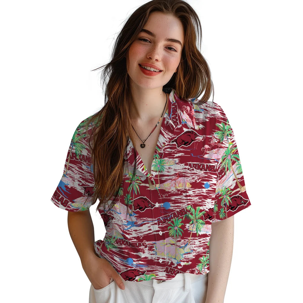 Arkansas Razorbacks Flamingo Retreat 2026 Hawaiian Shirt – Moonbestprint
