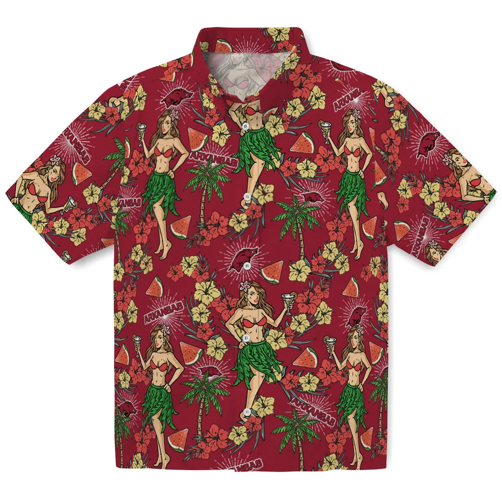 Arkansas Razorbacks Hawaiian Shirt - Hawaiian Girls Design | Moonbestprint