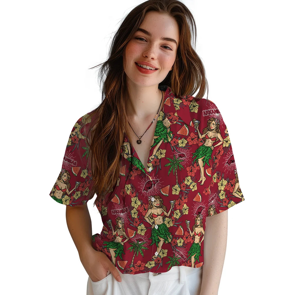 Arkansas Razorbacks Hawaiian Shirt - Hawaiian Girls Design | Moonbestprint