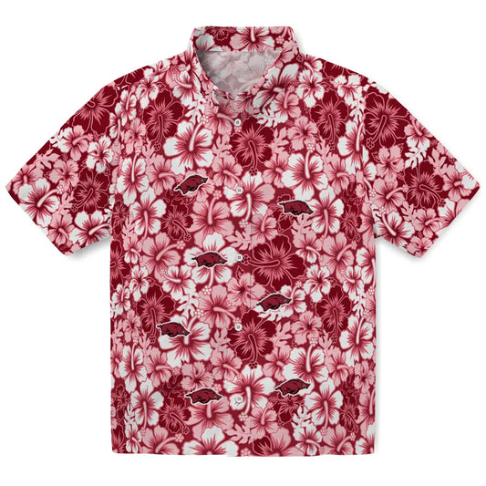 Arkansas Razorbacks Hawaiian Shirt - Hibiscus Blooms | Moonbestprint