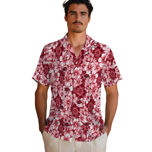 Arkansas Razorbacks Hawaiian Shirt - Hibiscus Blooms | Moonbestprint