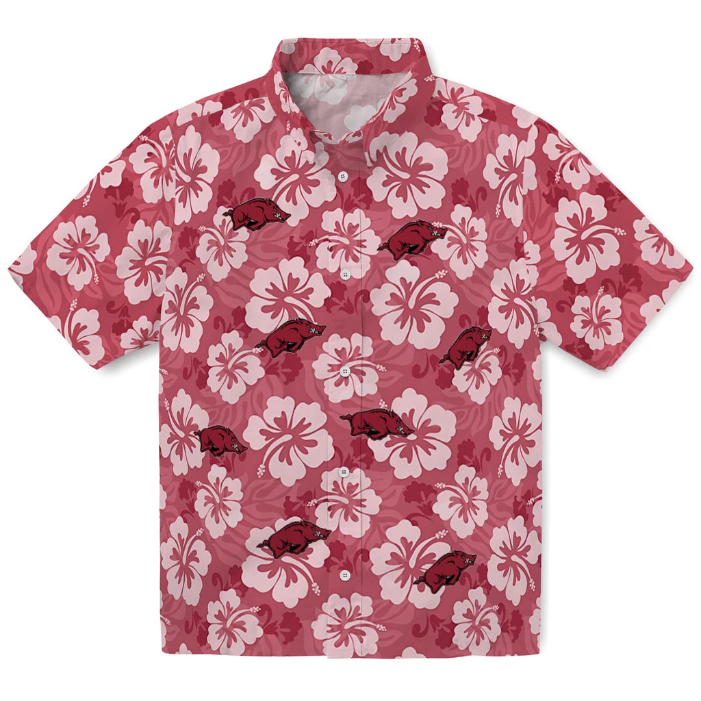 Arkansas Razorbacks Hawaiian Shirt - Hibiscus Cluster | Moonbestprint