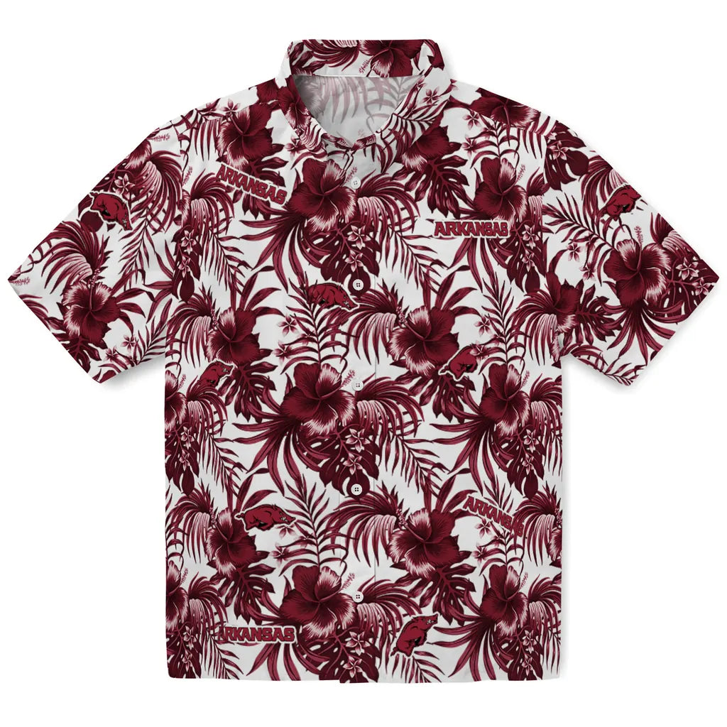Arkansas Razorbacks Hawaiian Shirt - Hibiscus Exotic | Moonbestprint