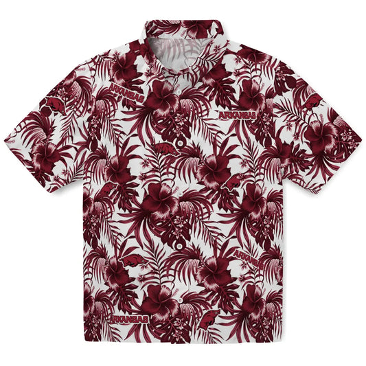 Arkansas Razorbacks Hawaiian Shirt - Hibiscus Exotic | Moonbestprint