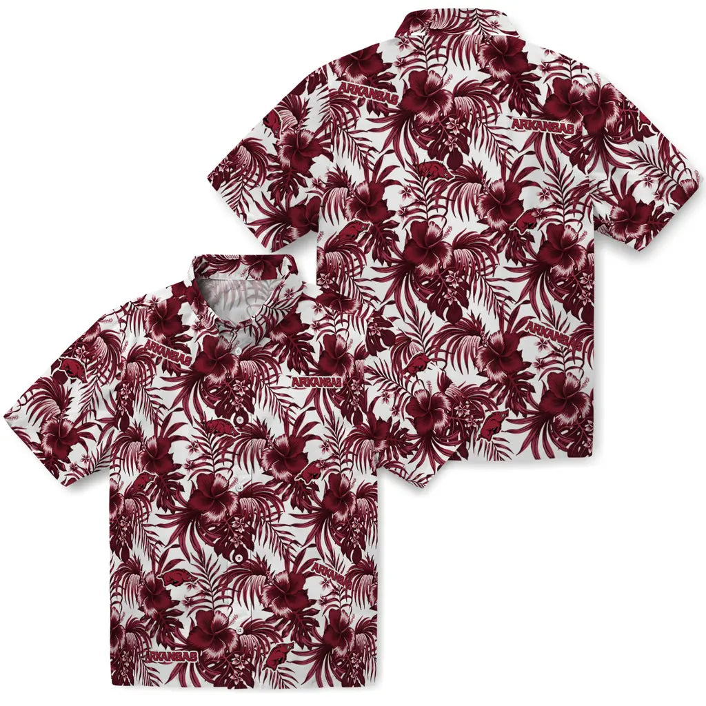 Arkansas Razorbacks Hawaiian Shirt - Hibiscus Exotic | Moonbestprint