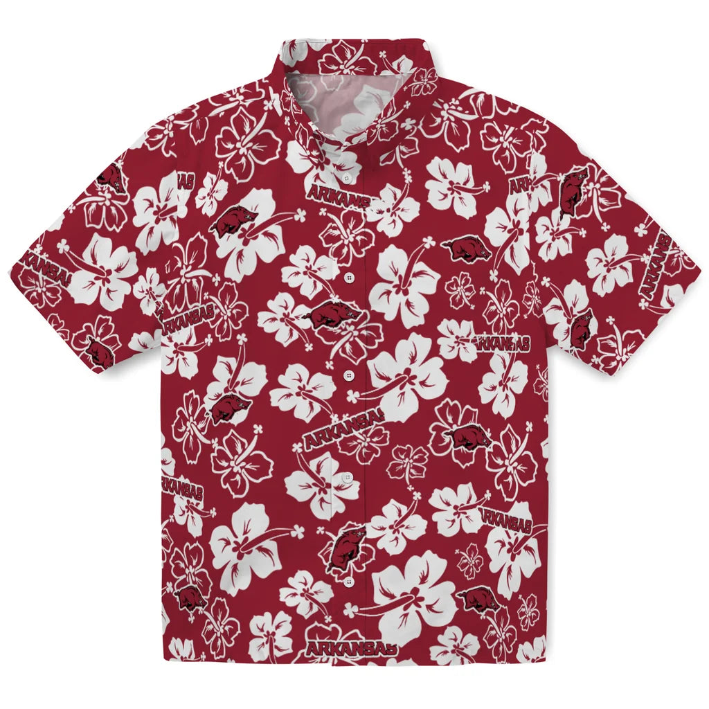 Arkansas Razorbacks Hawaiian Shirt - Hibiscus Flower Design | Moonbestprint