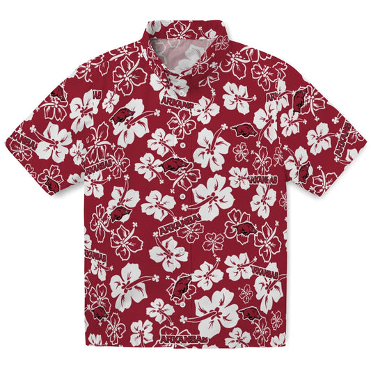 Arkansas Razorbacks Hawaiian Shirt - Hibiscus Flower Design | Moonbestprint