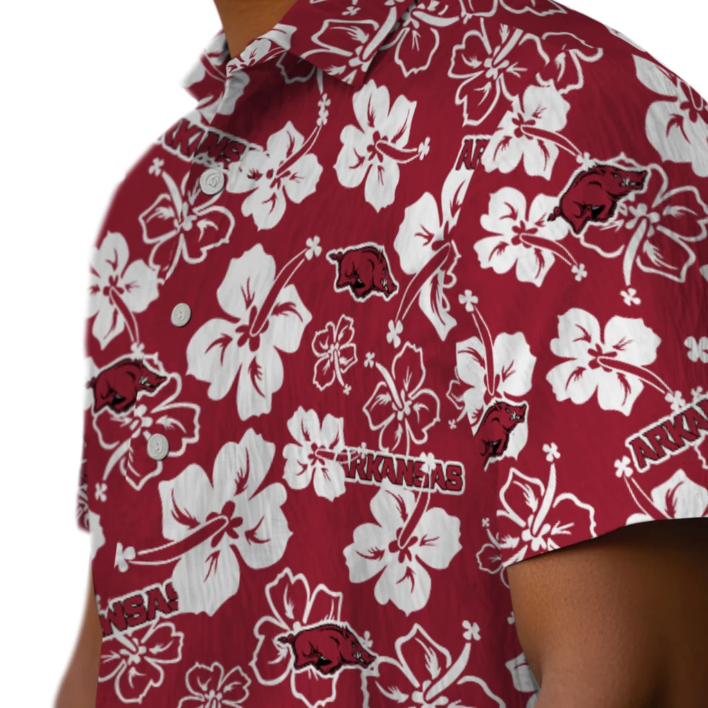 Arkansas Razorbacks Hawaiian Shirt - Hibiscus Flower Design | Moonbestprint