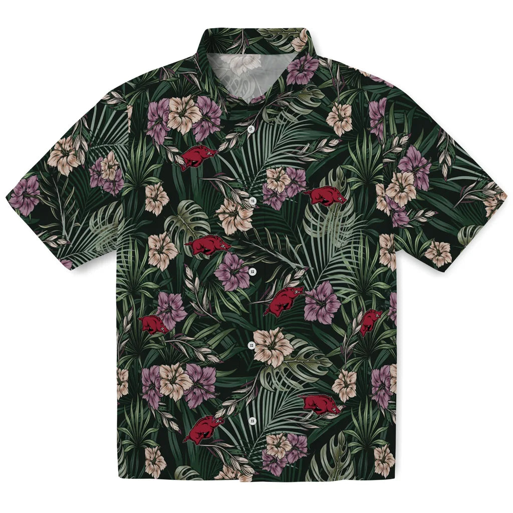 Arkansas Razorbacks Hawaiian Shirt - Hibiscus Leaves Pattern | Moonbestprint