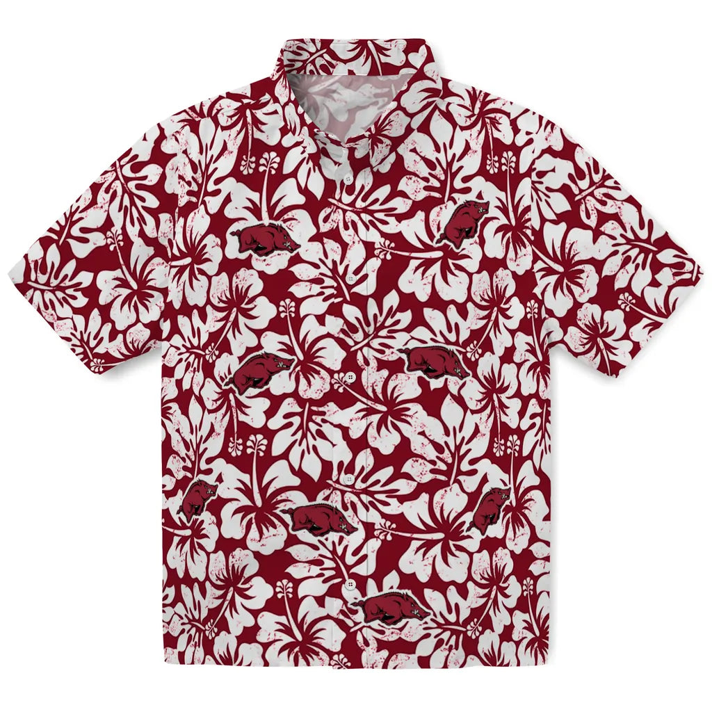 Arkansas Razorbacks Hawaiian Shirt - Hibiscus Motif | Moonbestprint