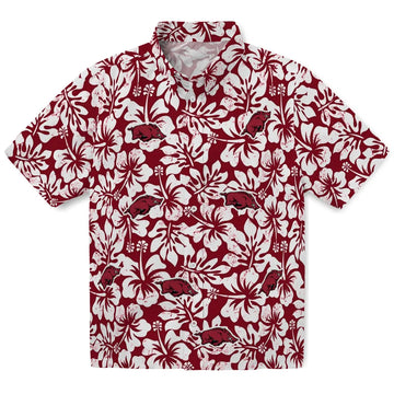 Arkansas Razorbacks Hawaiian Shirt - Hibiscus Motif | Moonbestprint