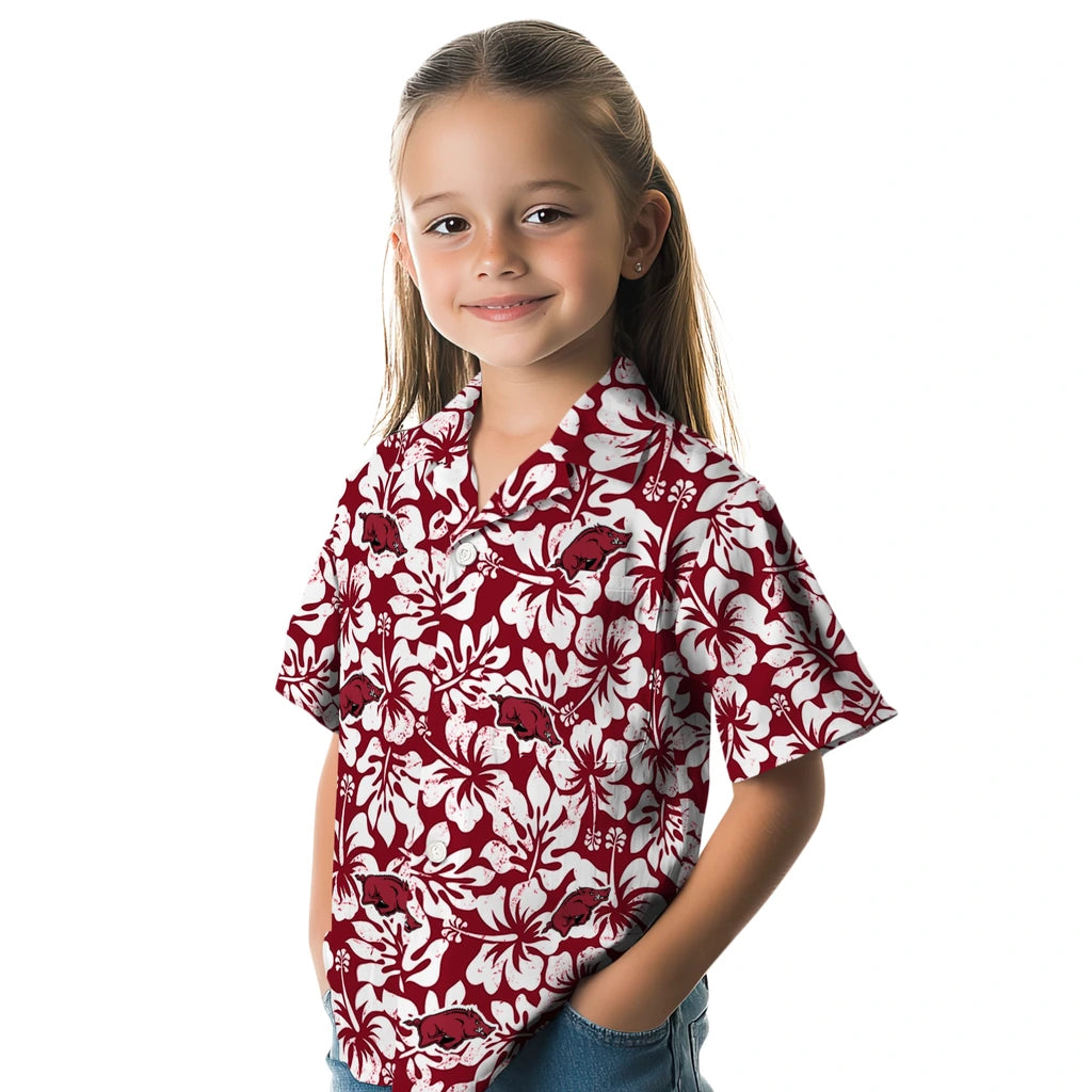 Arkansas Razorbacks Hawaiian Shirt - Hibiscus Motif | Moonbestprint