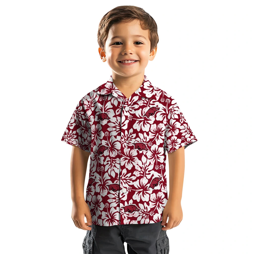 Arkansas Razorbacks Hawaiian Shirt - Hibiscus Motif | Moonbestprint
