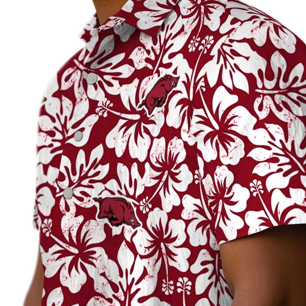 Arkansas Razorbacks Hawaiian Shirt - Hibiscus Motif | Moonbestprint