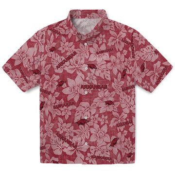 Arkansas Razorbacks Hawaiian Shirt - Hibiscus Oasis | Moonbestprint