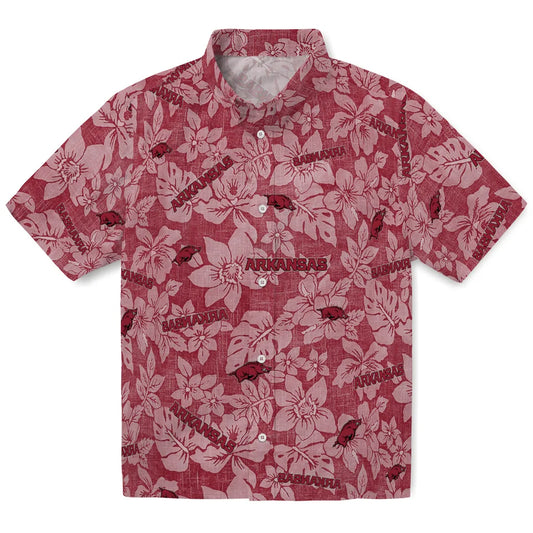 Arkansas Razorbacks Hawaiian Shirt - Hibiscus Oasis | Moonbestprint