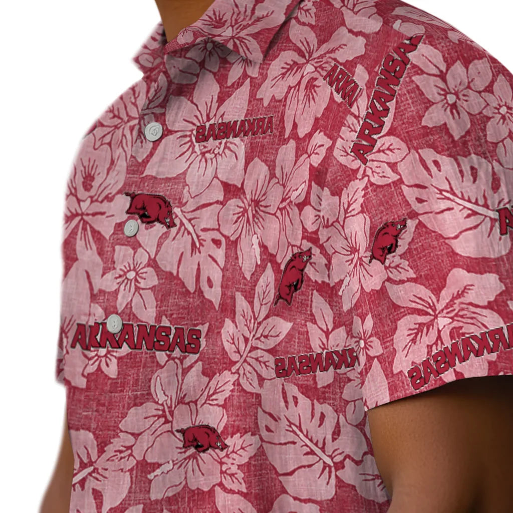 Arkansas Razorbacks Hawaiian Shirt - Hibiscus Oasis | Moonbestprint