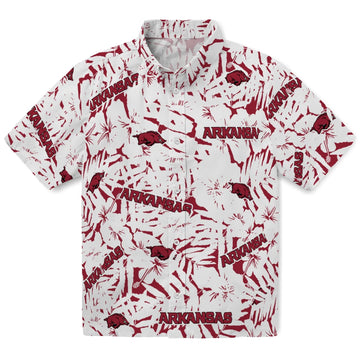 Arkansas Razorbacks Hawaiian Shirt - Hibiscus Overlay | Moonbestprint