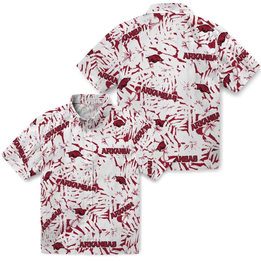 Arkansas Razorbacks Hawaiian Shirt - Hibiscus Overlay | Moonbestprint