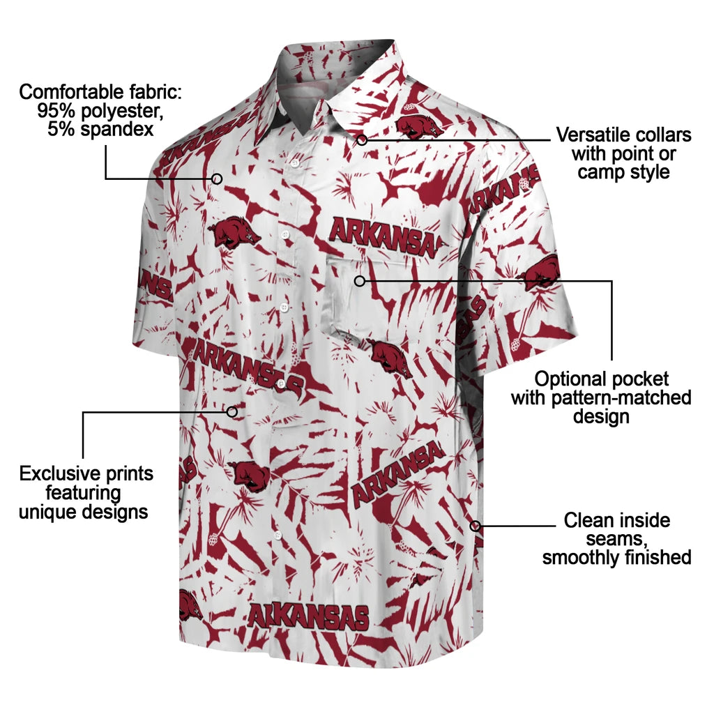 Arkansas Razorbacks Hawaiian Shirt - Hibiscus Overlay | Moonbestprint