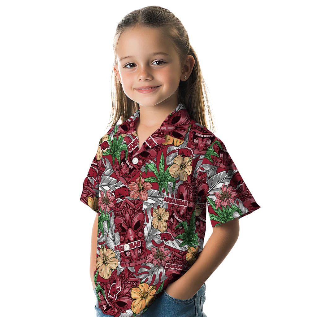 Arkansas Razorbacks Hawaiian Shirt - Hibiscus Tiki Jungle | Moonbestprint
